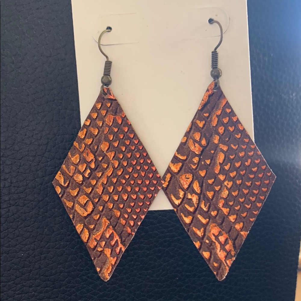 Brown and Orange Textured Earrings